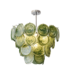 Люстра из зеленых стеклянных дисков с перламутровым эффектом Green Glowing Glaze варинант исполнения - 8 | Loft Concept в Москве