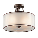 Потолочный светильник с двойным цилиндрическим плафоном из белого стекла и прозрачной органзы Kichler варинант исполнения - 1 | Loft Concept в Москве