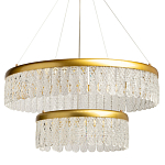 Люстра двухъярусная с золотого цвета и прозрачными подвесками Pettico варинант исполнения - 1 | Loft Concept в Москве