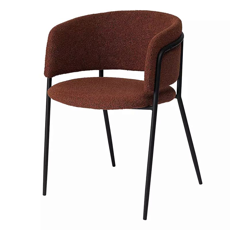 Стул полукруглый мягкий с буклированной обивкой Chair with Boucle Upholstery Черный Терракотовый в Москве | Loft Concept 