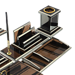 Настольный письменный набор с часами из природного камня обсидиана Team leader варинант исполнения - 4 | Loft Concept в Москве