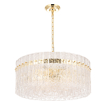 Люстра подвесная круглая с прозрачными рельефными стеклянными вставками и золотым основанием Textured Glass Chandelier варинант исполнения - 2 | Loft Concept в Москве