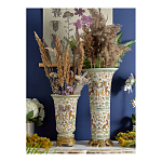 Ваза высокая из фарфора на бронзовом основании Turquoise Blooming Garden варинант исполнения - 9 | Loft Concept в Москве