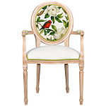 Стул с подлокотниками золотистый из бука с изображением птиц и цветов Blooming Red Birds варинант исполнения - 1 | Loft Concept в Москве