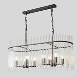 Люстра подвесная овальная со стеклянными прозрачными трубками и металлическим каркасом черного цвета Nembus варинант исполнения - 3 | Loft Concept в Москве