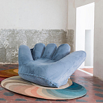 Дизайнерское плюшевое кресло в форме руки голубое Poltronova Joe Plush Baby Blue Armchair варинант исполнения - 3 | Loft Concept в Москве