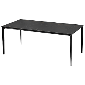 Обеденный стол чёрный с каменной столешницей Benton Dinner Table