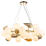 Люстра круглая на золотистом каркасе с белыми стеклянными плафонами Zest of Light варинант исполнения - 1 | Loft Concept в Москве