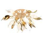 Люстра потолочная с декоративными белыми и золотистыми листьями Wintery flovers варинант исполнения - 3 | Loft Concept в Москве