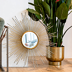 Зеркало-солнце круглое в раме из металла с золотыми с лучами Rays of Peace варинант исполнения - 3 | Loft Concept в Москве