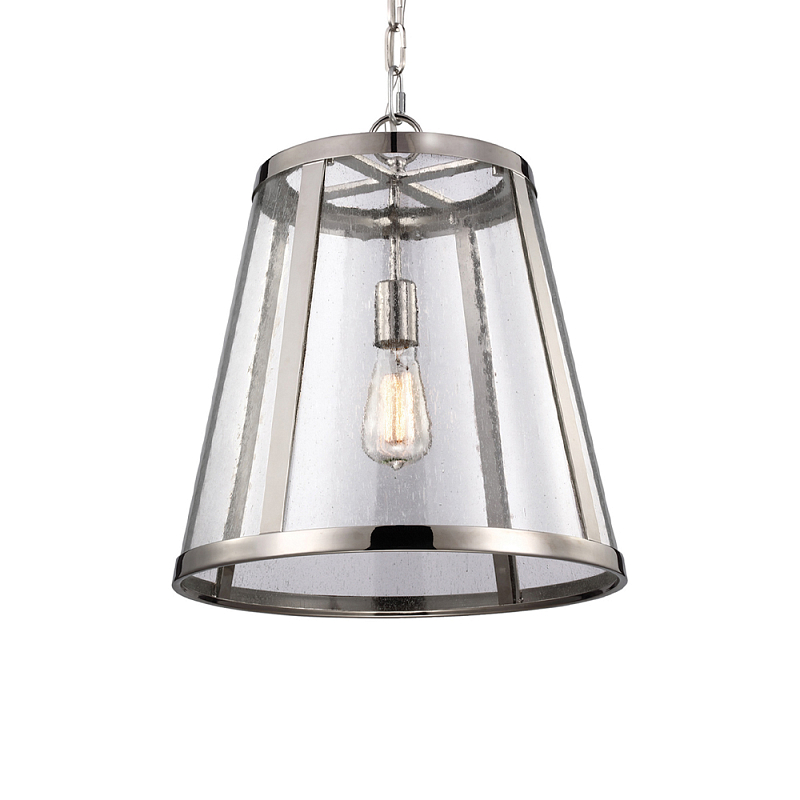 Подвесной светильник с прозрачным коническим стеклянным плафоном в современном стиле Feiss Никель в Москве | Loft Concept 