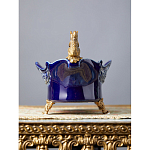 Чаша темно-синего цвета из фарфора с бронзовыми фигурками белок Eden Garden porcelain and bronze варинант исполнения - 3 | Loft Concept в Москве