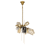 Люстра подвесная со стеклянными плафонами из дымчатого и золотистого с тремя вертикальными подвесками Gilded Mirage  варинант исполнения - 2 | Loft Concept в Москве