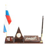 Настольный письменный набор с часами в виде пирамиды из природного камня обсидиана Pyramid of Time варинант исполнения - 1 | Loft Concept в Москве