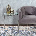 Приставной столик на серебристом основании с столешницей из стекла Noir варинант исполнения - 4 | Loft Concept в Москве