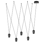 Подвесной светильник черными плафонами на длинных пересекающихся тросах Construction варинант исполнения - 2 | Loft Concept в Москве