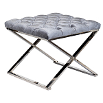 Пуф велюровый серый с каретной стяжкой Perennially варинант исполнения - 1 | Loft Concept в Москве