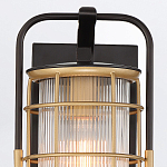 Настенный фонарь цилиндрической формы с рифленым стеклом в золотом каркасе на черном прямоугольном основании Eurofase варинант исполнения - 13 | Loft Concept в Москве