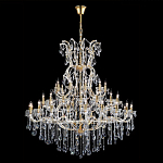 Люстра многоярусная с 53-мя лампочками и прозрачными хрустальными подвесками на основании золотого цвета Crystal lamps варинант исполнения - 2 | Loft Concept в Москве