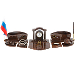 Настольный письменный набор с часами из природного камня обсидиана Competent Leader варинант исполнения - 1 | Loft Concept в Москве