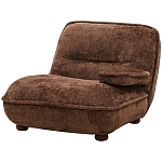 Кресло без подлокотников коричневое ну круглых деревянных ножках Loup Plush Armchair Brown варинант исполнения - 1 | Loft Concept в Москве
