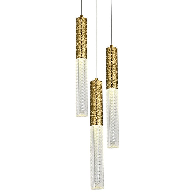    Dew Drops Tube Brass Trio Hanging Lamp     | Loft Concept 