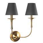 Бра с металлическим основанием бронзового цвета и 2-мя черными конусовидными абажурами Dignity варинант исполнения - 1 | Loft Concept в Москве