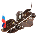 Настольный письменный набор с часами из природного камня обсидиана Competent Leader варинант исполнения - 2 | Loft Concept в Москве