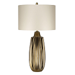 Настольная лампа с рифленым керамическим основанием в бронзовом цвете и жемчужным шёлковым абажуром Elstead Lighting варинант исполнения - 1 | Loft Concept в Москве