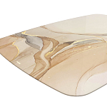 Обеденный стол с прямоугольной бежевой столешницей из стекла на 4-х деревянных ножках Beige Marble варинант исполнения - 4 | Loft Concept в Москве