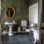 Обои ручная роспись Bamboo Golden on Blue grey dyed silk варинант исполнения - 1 | Loft Concept в Москве