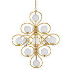 Люстра с закругленным каркасом золотого цвета и белыми плафонами Round Curl варинант исполнения - 2 | Loft Concept в Москве