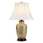 Настольная лампа с фарфоровым основанием с декоративным орнаментом и белым абажуром на темной круглой подставке Elstead Lighting варинант исполнения - 6 | Loft Concept в Москве