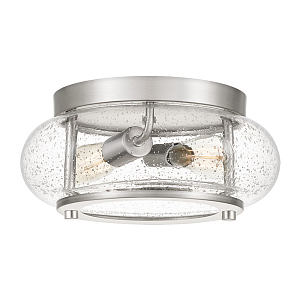 Потолочный светильник цвета никель с плафоном из прозрачного фактурного стекла Quoizel