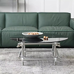 Дизайнерский журнальный стол с круглой столешницей на стальном основании Rivetyk варинант исполнения - 1 | Loft Concept в Москве