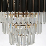 Люстра из черного металла с многоярусными подвесками из прозрачного хрусталя на золотой цепи Empire Black Chandelier Crystal варинант исполнения - 8 | Loft Concept в Москве