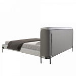 Кровать двуспальная серая с мягким изголовьем из экокожи и ткани Modern Look варинант исполнения - 4 | Loft Concept в Москве
