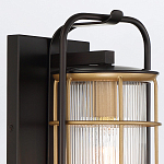 Настенный фонарь цилиндрической формы с рифленым стеклом в золотом каркасе на черном прямоугольном основании Eurofase варинант исполнения - 5 | Loft Concept в Москве