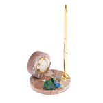 Часы настольные с шариковой металлической ручкой из натурального камня Stone Clock варинант исполнения - 8 | Loft Concept в Москве