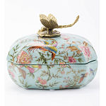 Фарфоровая шкатулка с бронзовой стрекозой Eden Garden Blue варинант исполнения - 2 | Loft Concept в Москве