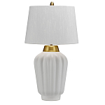 Настольная лампа с белым конусным абажуром и ребристым керамическим основанием Quintiesse варинант исполнения - 1 | Loft Concept в Москве