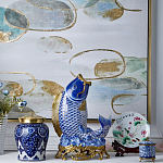 Ваза с насыщенным синим орнаментом и золотой крышкой Blue & White Ornament  варинант исполнения - 1 | Loft Concept в Москве