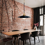 Подвесной светильник с плафоном в форме плоского купола и белой шарообразной лампой Eurofase варинант исполнения - 8 | Loft Concept в Москве