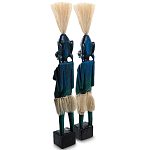 Комплект из 2-х деревянных статуэток Asmat Straw Headdress Statuettes Blue варинант исполнения - 8 | Loft Concept в Москве
