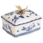 Фарфоровая шкатулка с бронзовой стрекозой Blue and White варинант исполнения - 1 | Loft Concept в Москве