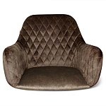 Барный стул со спинкой и подлокотниками на 4-х деревянных ножках Douglas Rhombus Коричневый Велюр варинант исполнения - 3 | Loft Concept в Москве