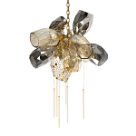 Люстра подвесная со стеклянными плафонами из дымчатого и золотистого с шестью вертикальными подвесками Gilded Mirage  варинант исполнения - 7 | Loft Concept в Москве