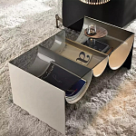 Дизайнерский журнальный стол с полукруглыми полками под столешницей Tiwoberoc варинант исполнения - 2 | Loft Concept в Москве