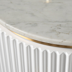 Тумбочка белая круглая с мраморной столешницей Thoroughbass варинант исполнения - 1 | Loft Concept в Москве