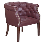 Кресло низкое из натуральной кожи на 4-х деревянных ножках из массива бука Chloe Leather Armchair vine варинант исполнения - 1 | Loft Concept в Москве